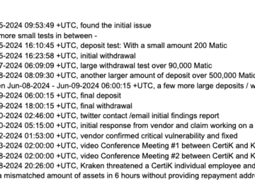 Kraken vs CertiK timeline, Kraken, Certik