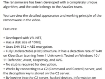 AzzaSec Announces New Windows Ransomware Builder