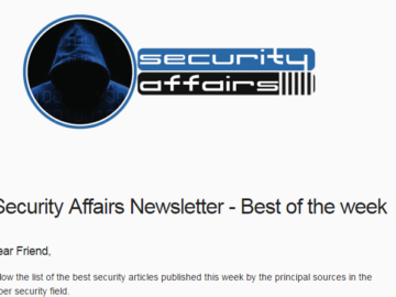 Security Affairs newsletter Round 479 by Pierluigi Paganini – INTERNATIONAL EDITION